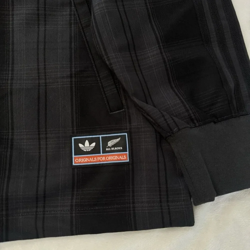 Adidas New Zealand All Blacks Plaid Woven Firebird Track Jacket